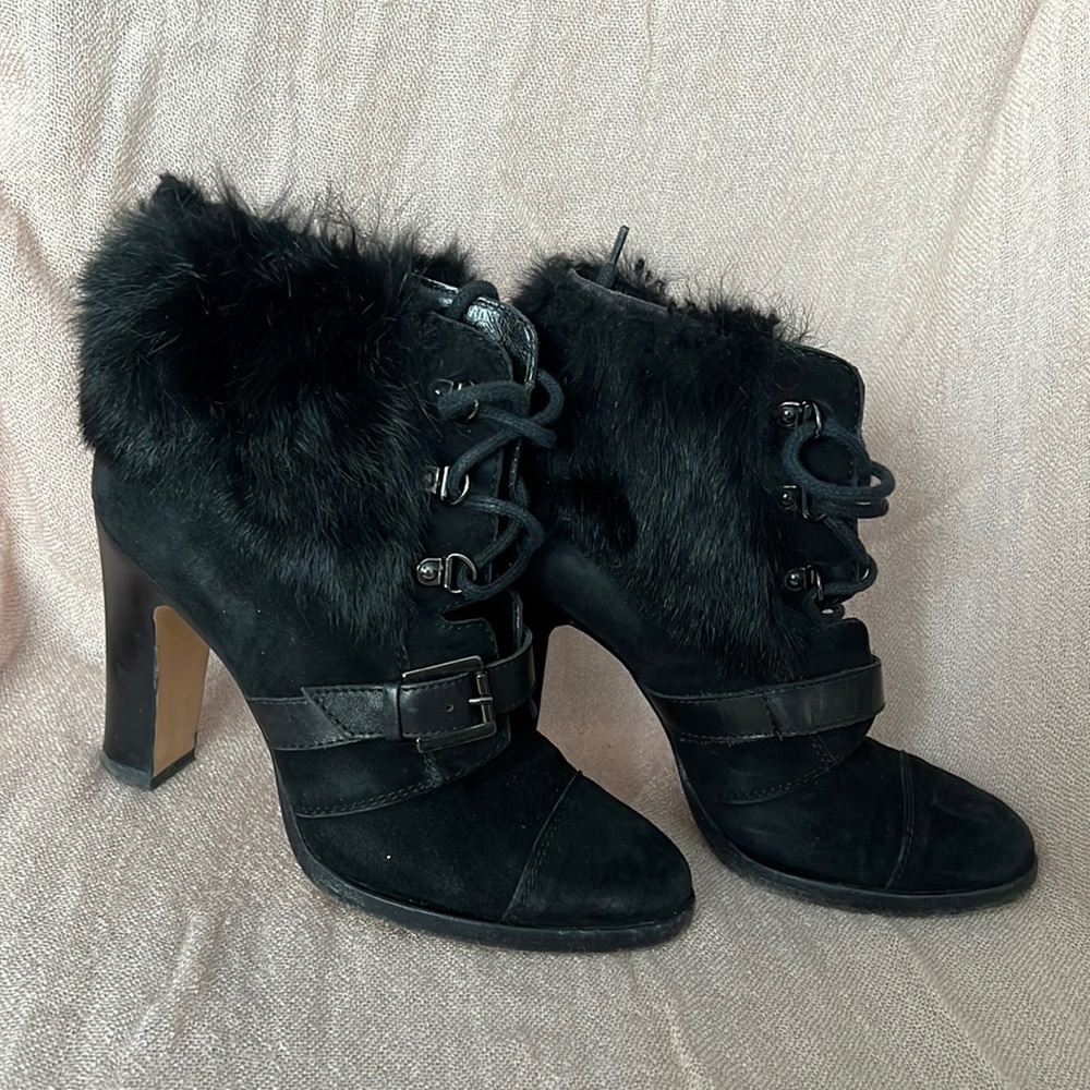 Ron white fur booties